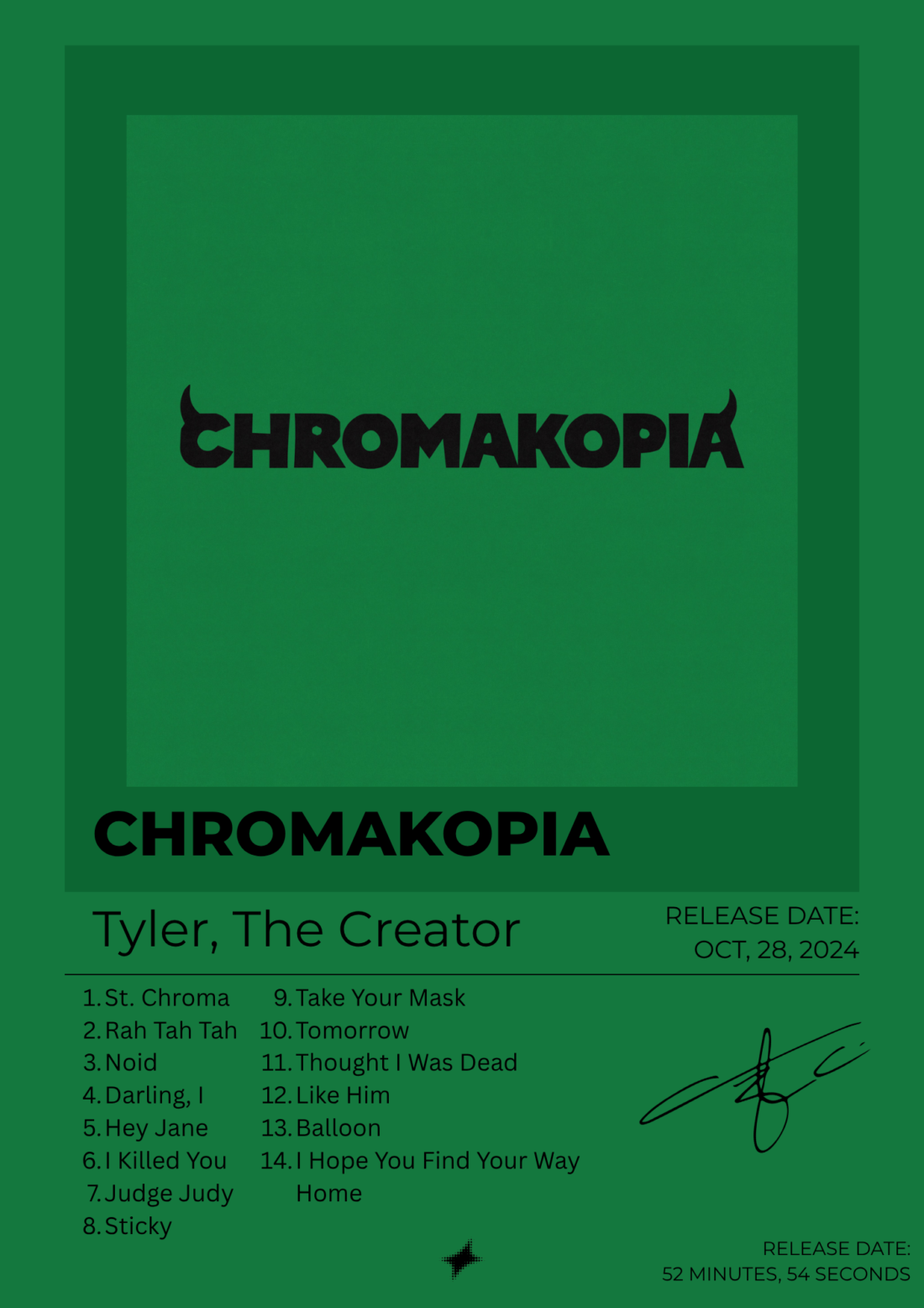 Chromakopia — Tyler, The Creator Poster (Green Dark)