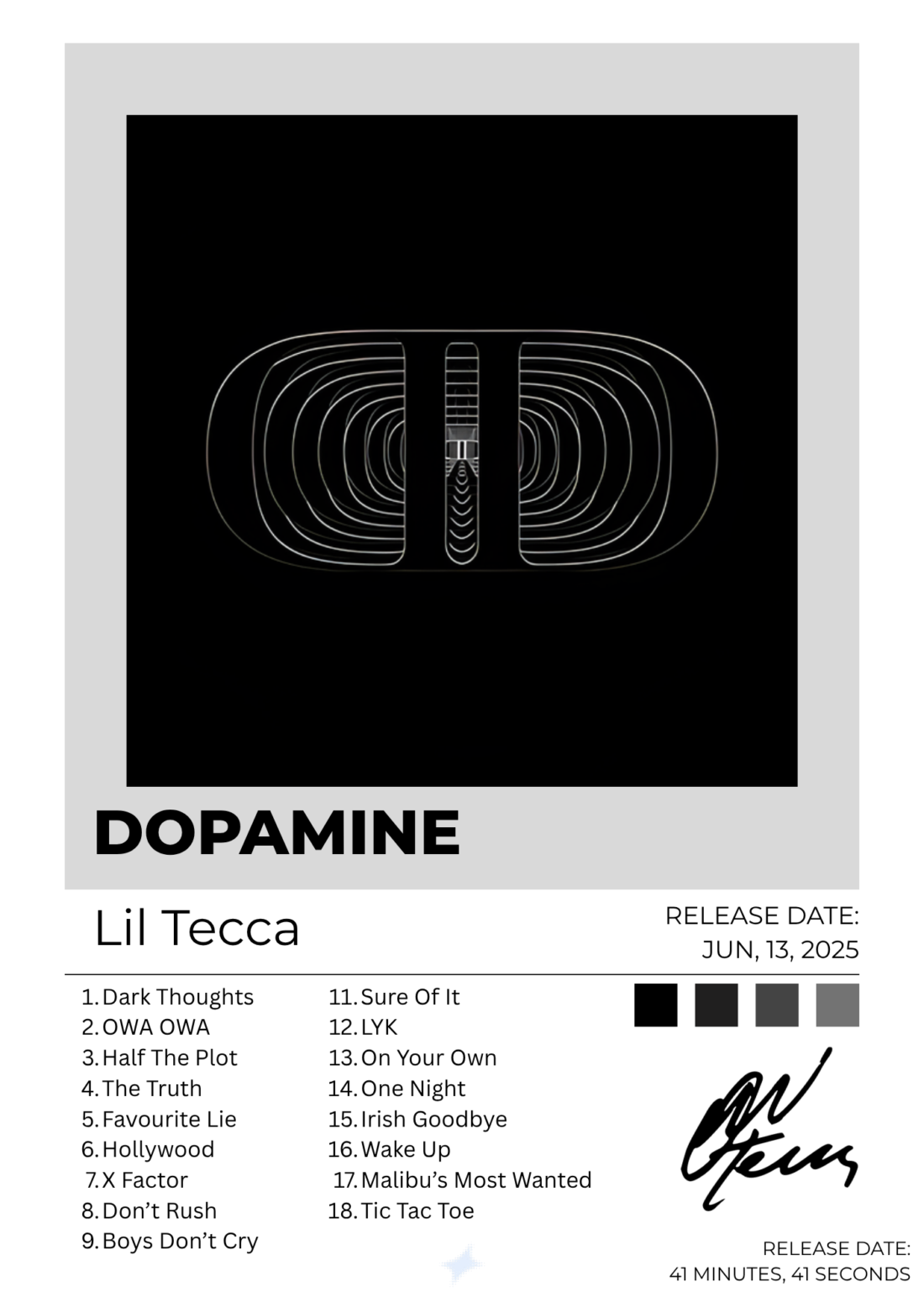 Dopamine — Lil Tecca Poster (Light)